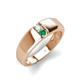 4 - Ethan 3.00 mm Round Opal and Emerald 2 Stone Men Wedding Ring 