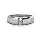 1 - Ethan 3.00 mm Round Opal and Diamond 2 Stone Men Wedding Ring 