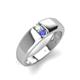 4 - Ethan 3.00 mm Round Opal and Tanzanite 2 Stone Men Wedding Ring 
