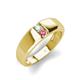 4 - Ethan 3.00 mm Round Opal and Pink Tourmaline 2 Stone Men Wedding Ring 