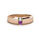 1 - Ethan 3.00 mm Round Opal and Amethyst 2 Stone Men Wedding Ring 