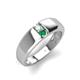 4 - Ethan 3.00 mm Round Opal and Emerald 2 Stone Men Wedding Ring 