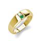 4 - Ethan 3.00 mm Round Opal and Emerald 2 Stone Men Wedding Ring 
