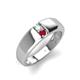 4 - Ethan 3.00 mm Round Opal and Ruby 2 Stone Men Wedding Ring 