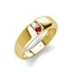 4 - Ethan 3.00 mm Round Opal and Ruby 2 Stone Men Wedding Ring 