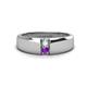 1 - Ethan 3.00 mm Round Opal and Amethyst 2 Stone Men Wedding Ring 