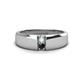 1 - Ethan 3.00 mm Round Opal and Black Diamond 2 Stone Men Wedding Ring 