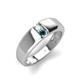 4 - Ethan 3.00 mm Round Opal and Blue Diamond 2 Stone Men Wedding Ring 
