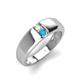 4 - Ethan 3.00 mm Round Opal and Turquoise 2 Stone Men Wedding Ring 