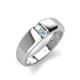 4 - Ethan 3.00 mm Round Opal and Aquamarine 2 Stone Men Wedding Ring 