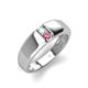 4 - Ethan 3.00 mm Round Opal and Pink Tourmaline 2 Stone Men Wedding Ring 