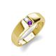 4 - Ethan 3.00 mm Round Opal and Amethyst 2 Stone Men Wedding Ring 
