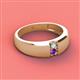 3 - Ethan 3.00 mm Round Opal and Amethyst 2 Stone Men Wedding Ring 