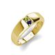 4 - Ethan 3.00 mm Round Peridot and Blue Sapphire 2 Stone Men Wedding Ring 