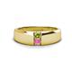1 - Ethan 3.00 mm Round Peridot and Pink Sapphire 2 Stone Men Wedding Ring 