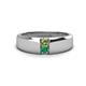 1 - Ethan 3.00 mm Round Peridot and Emerald 2 Stone Men Wedding Ring 
