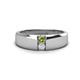 1 - Ethan 3.00 mm Round Peridot and White Sapphire 2 Stone Men Wedding Ring 