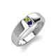 4 - Ethan 3.00 mm Round Peridot and Blue Sapphire 2 Stone Men Wedding Ring 