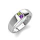 4 - Ethan 3.00 mm Round Peridot and Amethyst 2 Stone Men Wedding Ring 