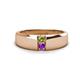 1 - Ethan 3.00 mm Round Peridot and Amethyst 2 Stone Men Wedding Ring 