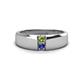 1 - Ethan 3.00 mm Round Peridot and Iolite 2 Stone Men Wedding Ring 