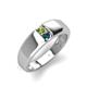 4 - Ethan 3.00 mm Round Peridot and London Blue Topaz 2 Stone Men Wedding Ring 