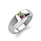 4 - Ethan 3.00 mm Round Peridot and Rhodolite Garnet 2 Stone Men Wedding Ring 