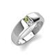 4 - Ethan 3.00 mm Round Peridot and White Sapphire 2 Stone Men Wedding Ring 