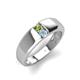 4 - Ethan 3.00 mm Round Peridot and Aquamarine 2 Stone Men Wedding Ring 