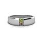 1 - Ethan 3.00 mm Round Peridot and Smoky Quartz 2 Stone Men Wedding Ring 