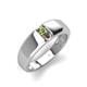 4 - Ethan 3.00 mm Round Peridot and Smoky Quartz 2 Stone Men Wedding Ring 