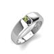 4 - Ethan 3.00 mm Round Peridot and Black Diamond 2 Stone Men Wedding Ring 