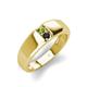 4 - Ethan 3.00 mm Round Peridot and Black Diamond 2 Stone Men Wedding Ring 