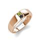 4 - Ethan 3.00 mm Round Peridot and Black Diamond 2 Stone Men Wedding Ring 