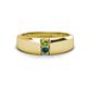 1 - Ethan 3.00 mm Round Peridot and Blue Diamond 2 Stone Men Wedding Ring 