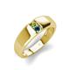 4 - Ethan 3.00 mm Round Peridot and Blue Diamond 2 Stone Men Wedding Ring 