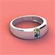 3 - Ethan 3.00 mm Round Peridot and Blue Diamond 2 Stone Men Wedding Ring 