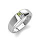 4 - Ethan 3.00 mm Round Peridot and Forever Brilliant Moissanite 2 Stone Men Wedding Ring 