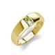 4 - Ethan 3.00 mm Round Peridot and Opal 2 Stone Men Wedding Ring 