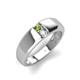 4 - Ethan 3.00 mm Round Peridot and Opal 2 Stone Men Wedding Ring 