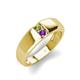 4 - Ethan 3.00 mm Round Peridot and Amethyst 2 Stone Men Wedding Ring 