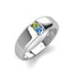 4 - Ethan 3.00 mm Round Peridot and Blue Topaz 2 Stone Men Wedding Ring 