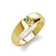 4 - Ethan 3.00 mm Round Peridot and Yellow Sapphire 2 Stone Men Wedding Ring 