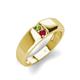 4 - Ethan 3.00 mm Round Peridot and Ruby 2 Stone Men Wedding Ring 