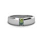 1 - Ethan 3.00 mm Round Peridot and Lab Created Alexandrite 2 Stone Men Wedding Ring 