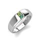 4 - Ethan 3.00 mm Round Peridot and Lab Created Alexandrite 2 Stone Men Wedding Ring 