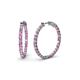 1 - Carisa 1.85 ctw (2.30 mm) Inside Outside Round Pink Sapphire and Natural Diamond Eternity Hoop Earrings 