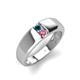 4 - Ethan 3.00 mm Round Blue Diamond and Pink Tourmaline 2 Stone Men Wedding Ring 