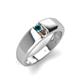 4 - Ethan 3.00 mm Round Blue Diamond and Smoky Quartz 2 Stone Men Wedding Ring 