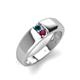 4 - Ethan 3.00 mm Round Blue Diamond and Rhodolite Garnet 2 Stone Men Wedding Ring 